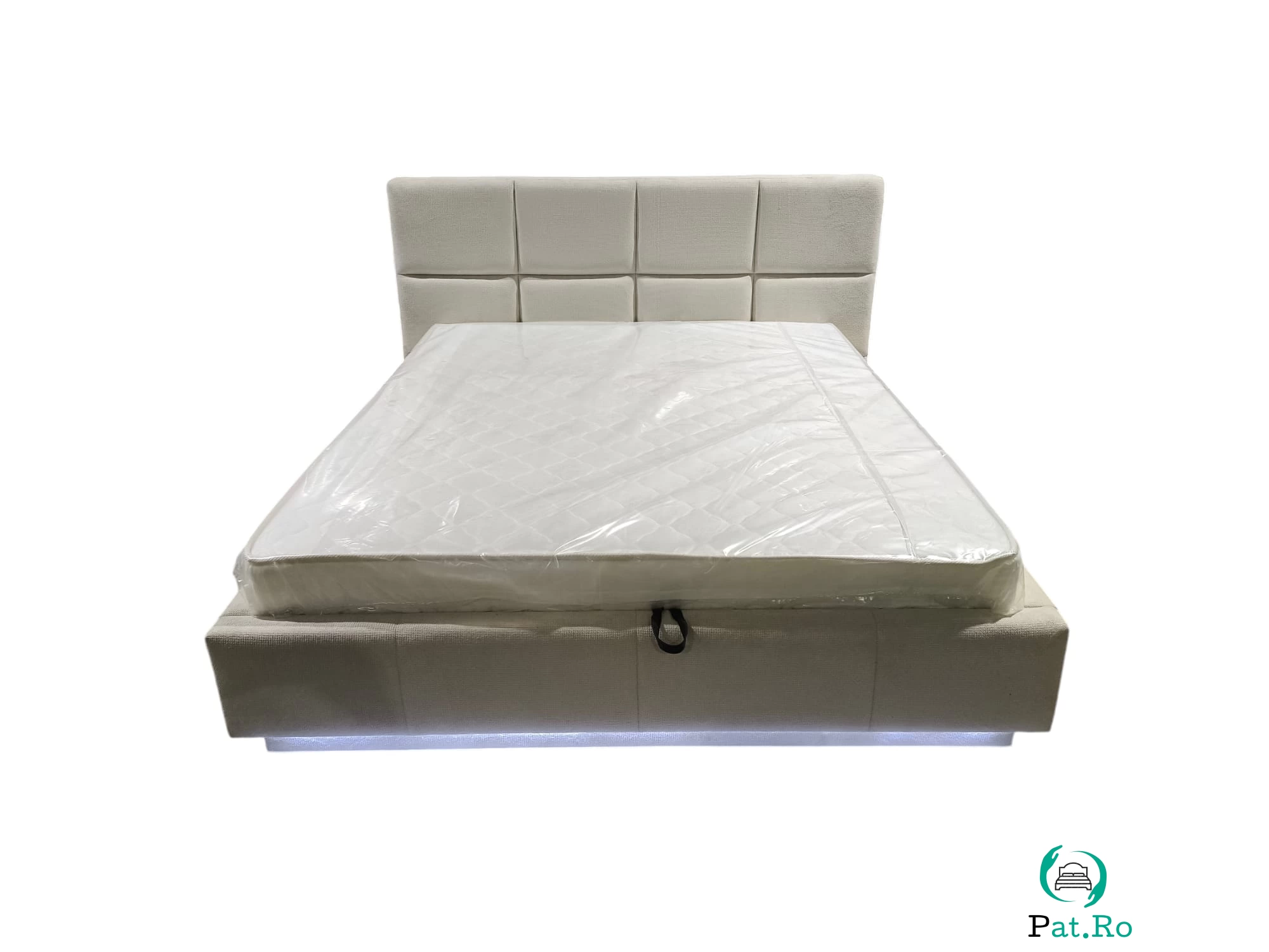 PAT TAPITAT TINA 2 CU LADA DE DEPOZITARE SI SOMIERA RABATABILA LED INCLUS 160/200CM la 990.00 lei ron