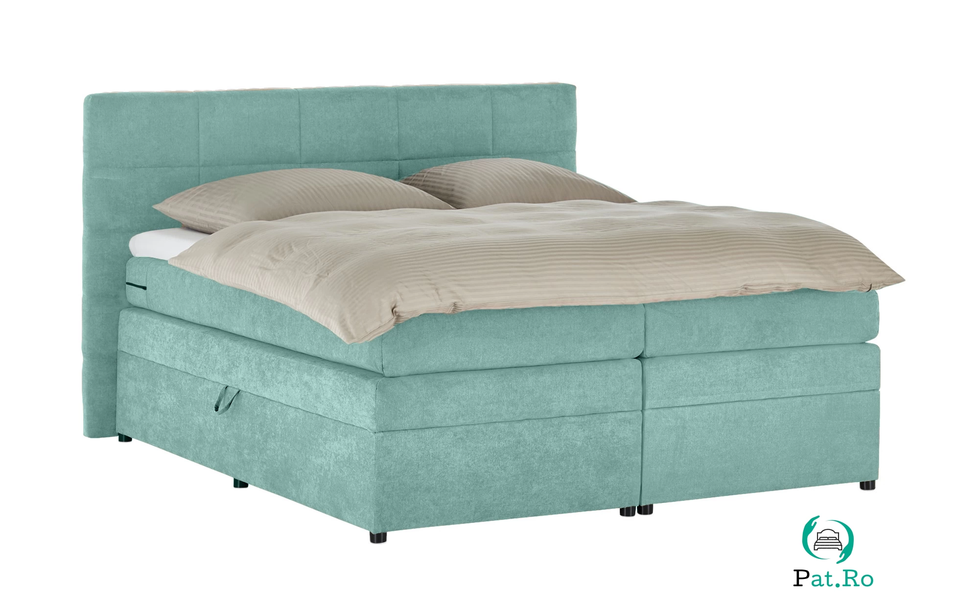Pat Boxspring Gibson, cu ladă de depozitare, saltea și topper incluse la 4,715.10 lei ron