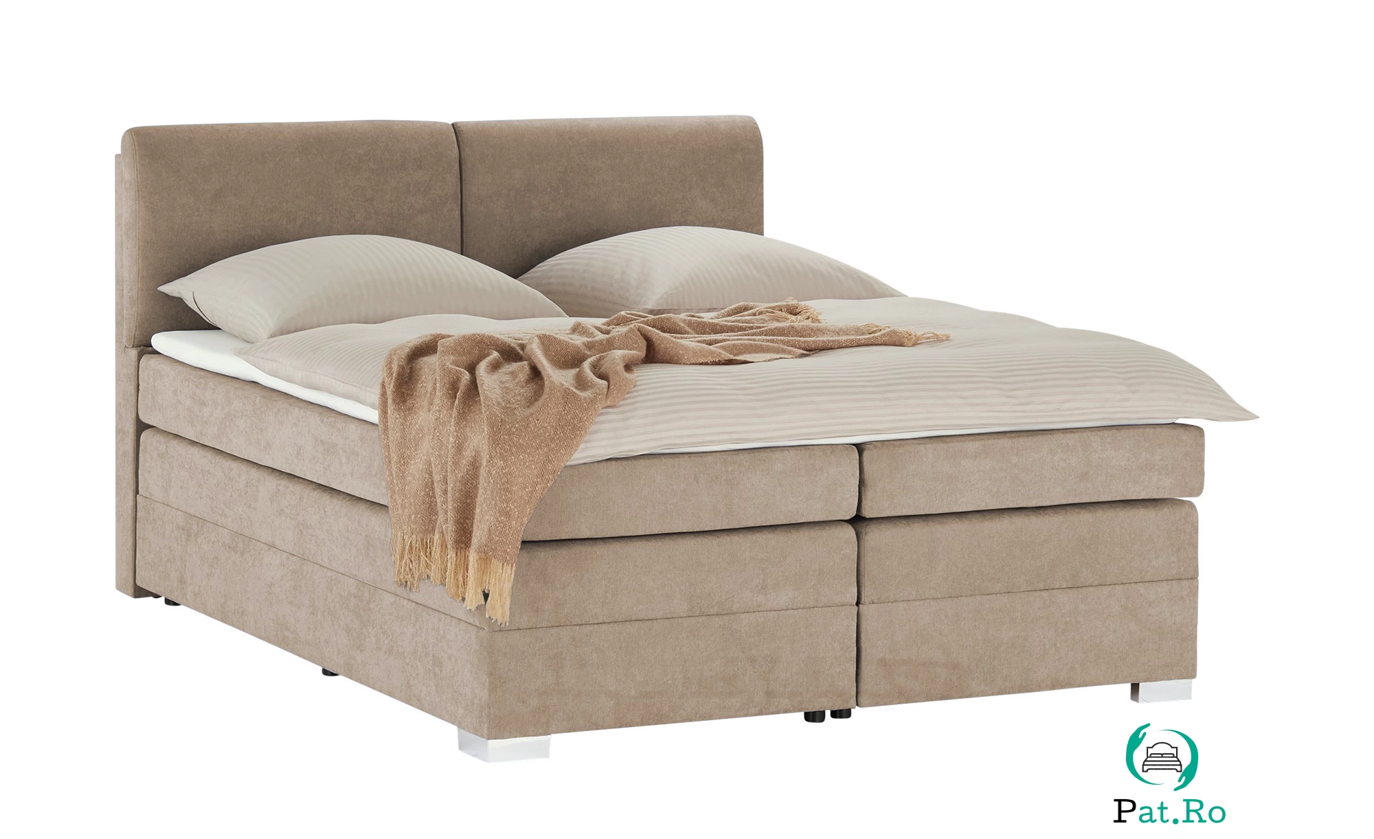 Pat Boxspring Charlotte, cu ladă de depozitare, saltea și topper incluse la 3,455.10 lei ron