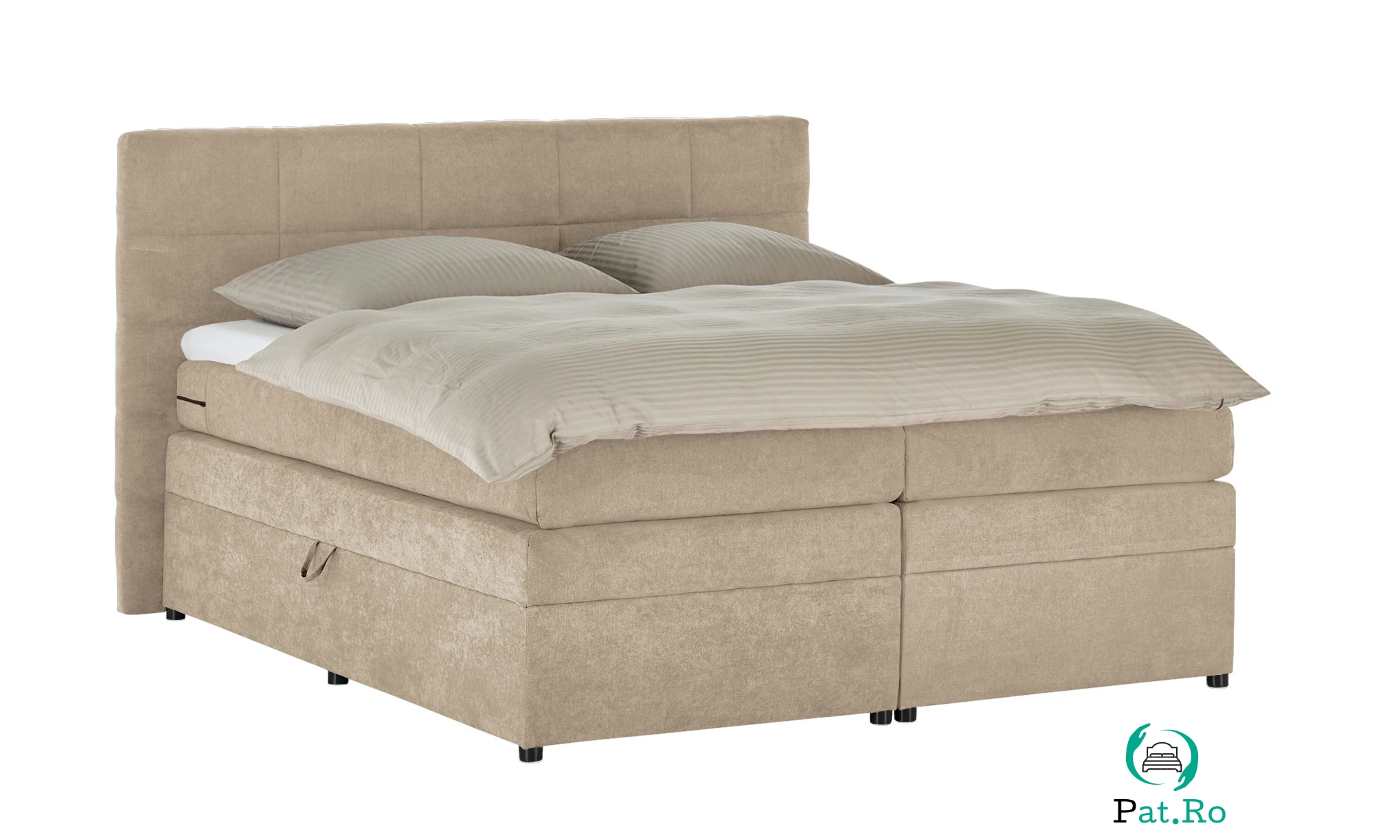Pat Boxspring Gibson, cu ladă de depozitare, saltea și topper incluse la 3,455.10 lei ron